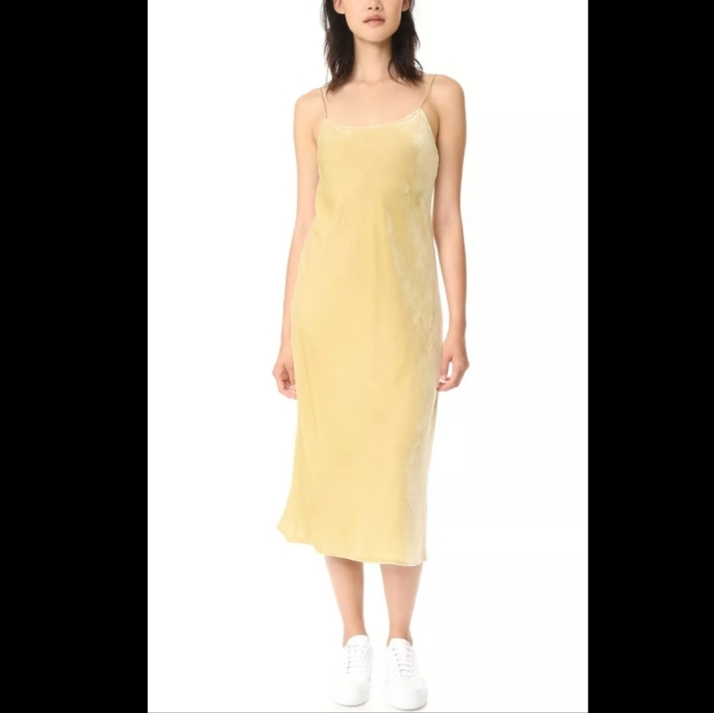 Vince Velvet Cami Dress Silk Blend Dill Size XS